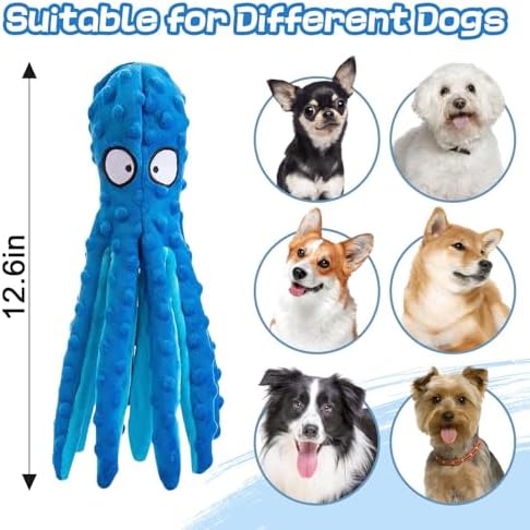 Alphatool Squeaky Dog Toys, Soft Plush Octopus Crinkle Toys, 1pc