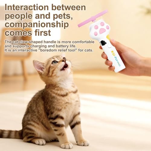 Cat Disc Launcher Toy, Rechargeable LED Flying Spinner Fetch Interactive