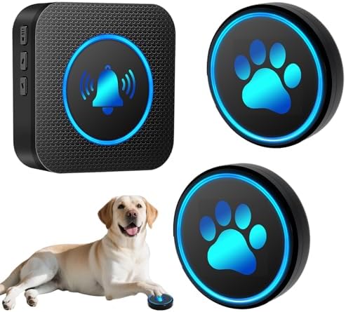 Dog Door Bell for Potty Training, Smart Wireless Doggie Doorbell to Go Outside, 1000 Feet Long Range with IP65 Waterproof Super-Light Touch Button, 60 Melodies & Adjustable Volume (2 Button)
