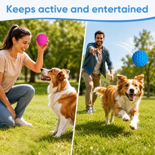 Squeaky Dog Balls Toy 2 Pack, Interactive Dog Toys for Aggressive Chewers, Squeaky Dogs Chew Toy for Medium Large Dogs, Durable Outdoor Dog Puzzle Birthday Toys for Fetch, Chase, and Chew Play