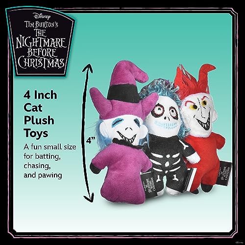 Disney for Pets Tim Burton's Nightmare Before Christmas: Trick-or-Treaters Shock, Barrel, Lock Plush Catnip w/Crinkle Cat Toy- 3PK | Halloween Cat Toys