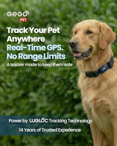 GEGOPet – Real-Time GPS Pet Tracker for Dogs & Cats, Unlimited Range, Safe Zones, Escape Alerts, Location History, Activity & Wellness Insights. Active Subscription Required