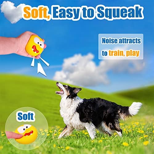 HOLYSTEED 3.3" Latex Squeaky Dog Toy for Large Dog, Medium Breed, Flat Ball