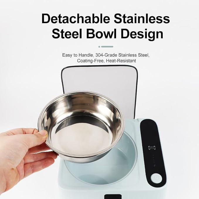 Automatic Cat Food Bowl with Infrared Sensor Lid, Auto Open & Close Pet Bowl, Elevated Stainless Steel Feeding Bowl, Dustproof Cover, Helps Keep Food Fresh and Clean, USB Rechargeable