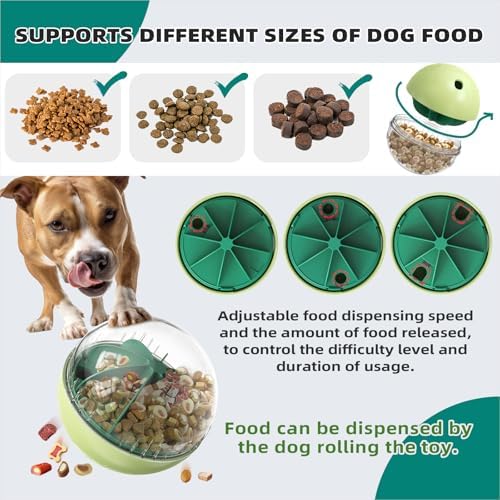 KADTC XL Rolling Dog Treat Dispenser Toys Wobble Giggle Ball, Slow Feeder