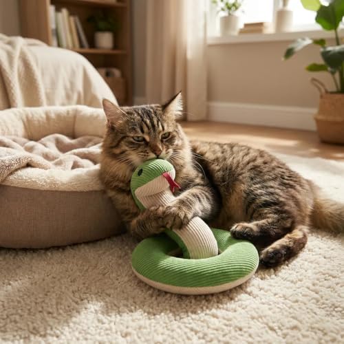 Shudyear Cat Snake Toy with Catnip, Crinkle Cat Toy for Cats, Soft Plush Kicker Toy for Indoor Cats, Interactive Cat Toy for Exercise & Stress Relief