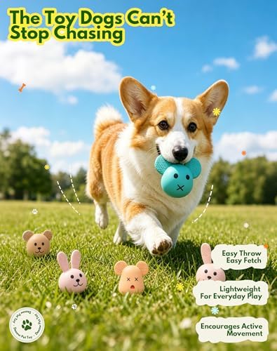 Soft Latex Squeaky Dog Toys for Enrichment, Puppy Chew Toy for Teething-4''