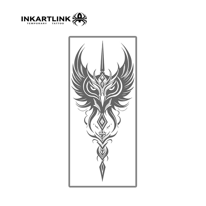 INKARTLINK Semi Permanent Tattoo, Creative Men's Arm Party Tattoo, Exquisite Realistic Design, Fun Tattoo Experience, Cruelty-free, Non-reflective, Waterproof (Tribal Owl)