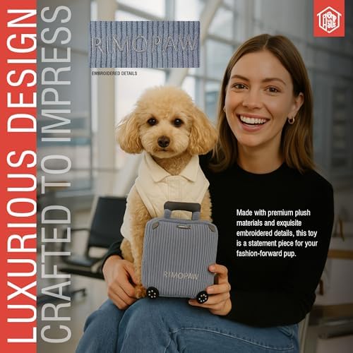 Rimopaw – Luxurious Parody Plush Dog Toy with Squeaker, Premium Fabric, Embroidered Details, Designer-Inspired Chew Toy, Fun Gift for Large Dogs & Dog Lovers