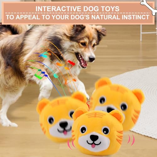 BABORUI Interactive Dog Toys Tiger, Jumping Squeaky Dog Toys with Recording and Music Modes, Rechargeable Moving Dog Chew Toys for Small/Medium/Large Dogs to Keep Them Busy(Tiger)