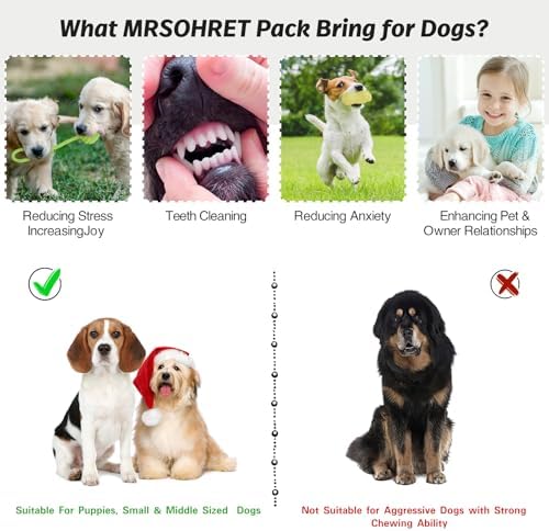 MRSOHRET 20Pcs Puppy Chew Toys for Teething, Dog Chew Toys with Rope Toy, Pet Dog Toothbrush, Treat Balls, Plush Toys and Squeaky Toys for Small Medium Dogs with Basket to Keep Them Busy