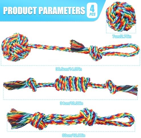 Celery Tough Dog Toys for Aggressive chewers - 4 Pack Durable Cotton Rope chew Toys for Large Dogs and Medium, Interactive tug of War, Teeth Cleaning, Puppy Training and Fetch Play (4 Pack)