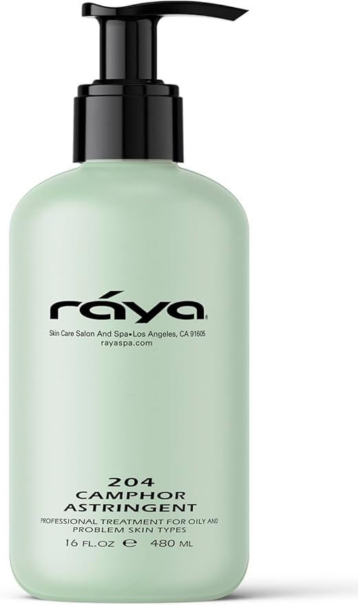 RAYA Camphor Astringent 16 oz (204) | Effective Facial Toner for Oily and Break-Out Skin | Helps Dry Up Blemishes and Control Excessive Oiliness | Made with Camphor and Eucalyptus
