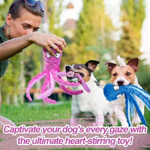 Alphatool 2 Pcs Squeaky Dog Toys, Soft Plush Octopus Crinkle Toys