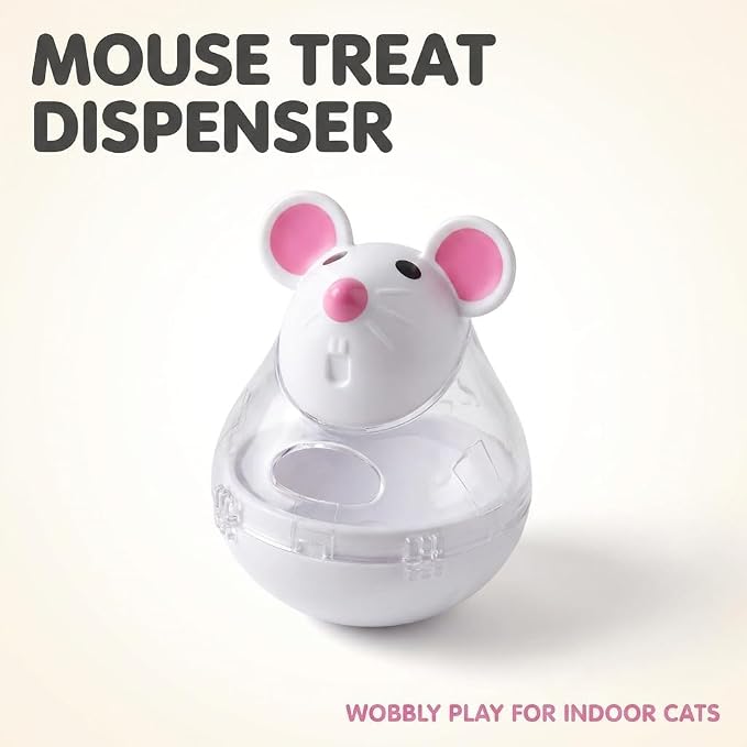Mouse Shape Interactive Toys for Cats Toy,Play Cat Toy Pet Cat,Kitte Treat Holder Food Storage Dispenser Chew Play Toy for Indoor Cat and Kitten Exercise,Mice and Animal Toys (White)