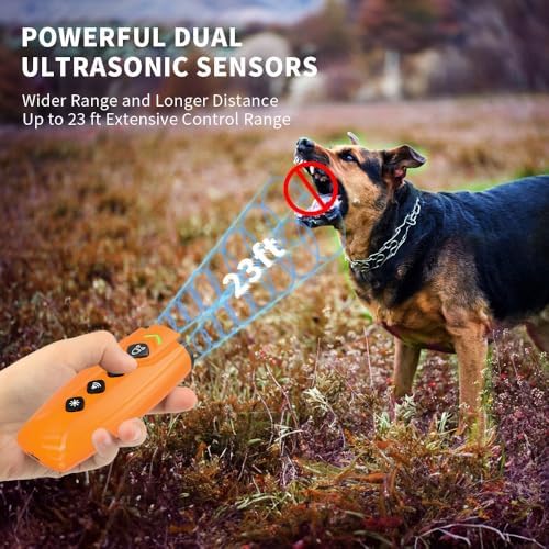 Dog Bark Deterrent Device 50FT Range Anti Barking Device for Dogs, Stops Neighbor’s Dog Barking with 3X Ultrasonic Barking Control & 5 Sound Mode, for Indoor & Outdoor Training