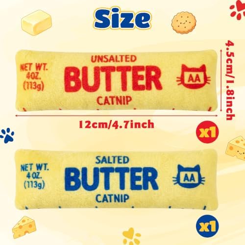 2Pcs Butter Catnip Crinkle Paper Sound Toys for Cat, Catmint Cat Toy Gift