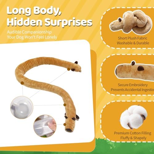 Puffluv Long Squeaky Dog Toys,Soft Crinkle Chew Plush Animal Shape to Reduce Boredom Keep Doggie Busy,Cute Pet Interactive for Puppies &Adult Dog-Beagle