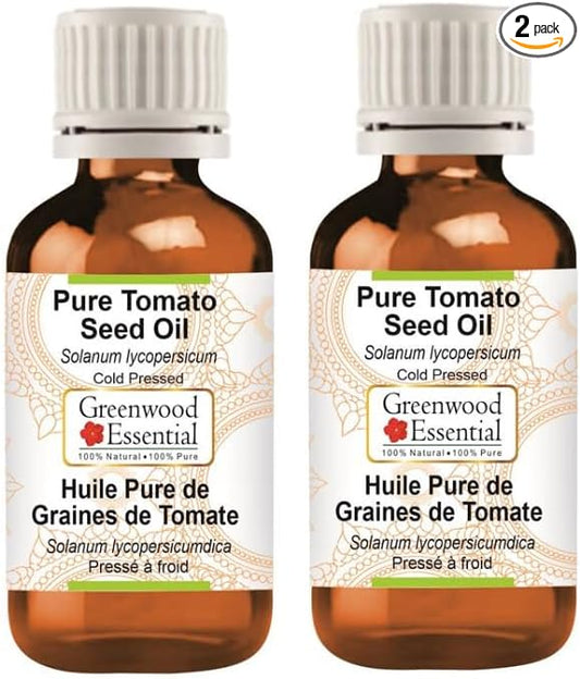 Greenwood Essential Tomato Seed Oil (Solanum lycopersicum) | Cold Pressed | Natural | Undiluted | For Diluting Essential Oils | For Skin & Massage | Men & Women | 15ml X 2 (1 oz)