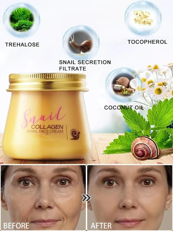 Snail Collagen Face Cream,Snail Hydrating Anti-Wrinkle and Rejuvenating Cream,Collagen Rejuvenation Moisturizing Repair Cream for Women (1PCS)