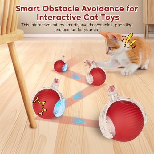 Interactive Dog & Cat Toy, Electric Automatic Rolling Moving Toys, Self Activated Play Smart Rolling Ball for Dogs & Cats, Chase Teaser Pet Ball for Bored Indoor Cats & Dogs