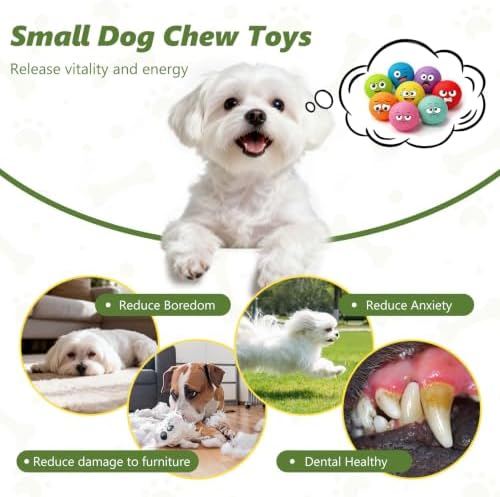 Squeaky Balls for Small Dogs, 2" Soft Latex Squeaky Dog Ball Toys, Emoji Smile Face Rubber Bouncy Balls, Puppy Teething Chew Toys for Mini & Small Dogs (2"-Pack B)