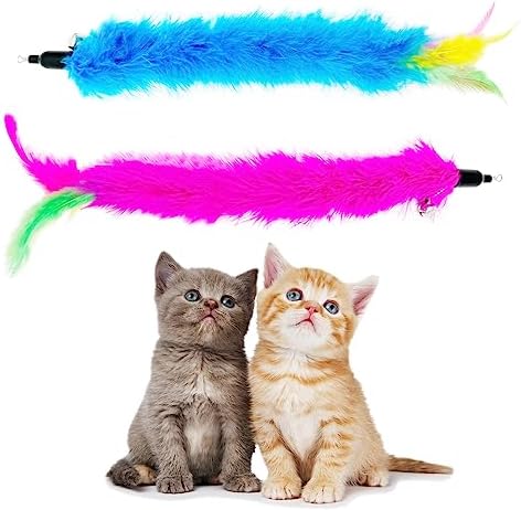 Cat Feather Toys Refills, 14 Pieces Natural Feathers Refills, Cat Wand Replacement Feathers Toy for Indoor Cats