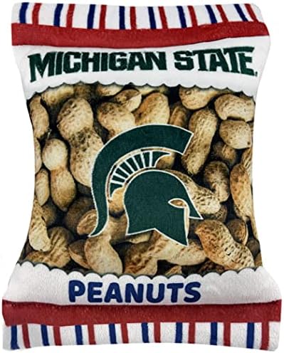 Pets First NCAA Michigan State Spartans Crinkle FINE Plush Dog & CAT Squeak Toy - Cutest Stadium Peanuts Snack Plush Toy for Dogs & Cats with Inner Squeaker & Beautiful Baseball Team Name/Logo