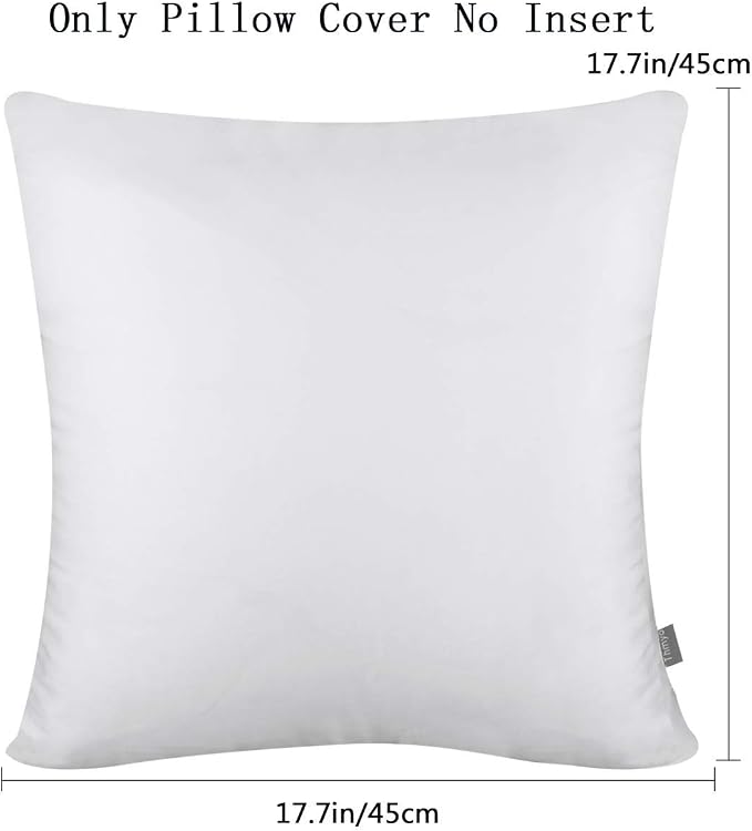 Thmyo 4-Pack 100% Cotton Comfortable Solid Decorative Throw Pillow Case, Square Cushion Cover Pillowcase Sublimation Blank Pillow Covers Valentines Day DIY Throw Pillowcase(16x16inch/40x40cm,White)