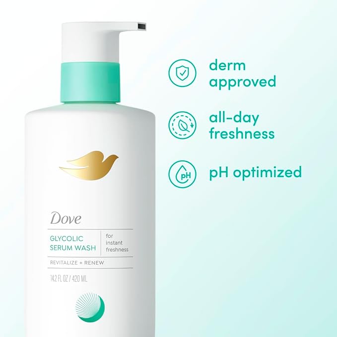 Dove Glycolic Serum Body Wash For Skin Renewal & Odor Control 14.2 oz