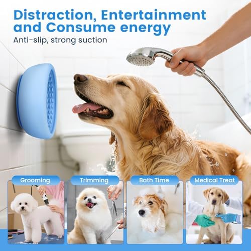Dog Lick Bowl,Freezeable Anxiety Relief Non-Slip Silicone Treat Bowl,Durable Anti-Choking Long-Lasting Enrichment Slow Feeder Licking Mat for Mediuml Large Breed, BPA Free Silicone Dishwasher Safe