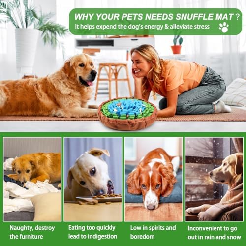 SZEE Snuffle Mat for Dogs, Adjustable Sniffing Mat for Smell Training and Slow Eating, Dog Snuffle Pad for Mental Stimulation and Enrichment, Interactive Toys for Pets (Blue and Green)