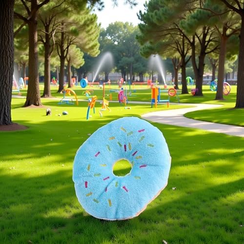 1Pcs Blue Donut Dog Chew Toy Soft Plush Donut Sound Toy Cute Pet Bite Squeaker Sound Puppy Dog Plush Chewing Toy Pet Supply for Puppy Squeak Toys