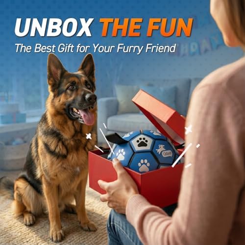 QDAN Extra Large Dog Toy Soccer Ball, Durable Dog Balls with Straps, 9 Inch
