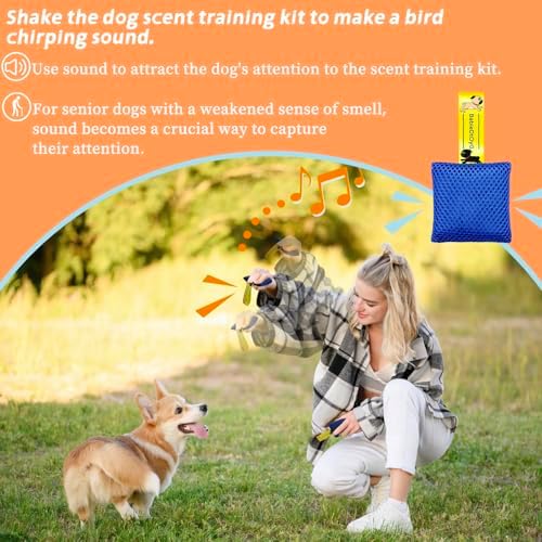 Dog Scent Training Kit with Squeaky Sound – Interactive Nose Work Toys for Dogs, Hide & Seek Scent Games | Mental Stimulation, Anxiety Relief & Obedience Training for All Ages (Blue)