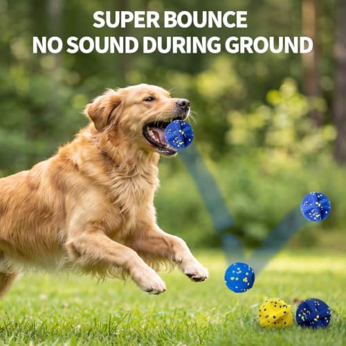 Interactive Dog Ball 2 Packs, Pet Toys Balls Bouncing Toy for Small Medium Large Dogs, Solid E-TPU, Active Rolling Puppy Toy for Exercise and Boredom Relief（Yellow + Blue）