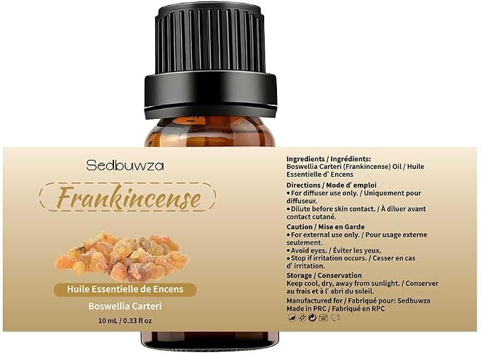 Sedbuwza Myrrh Frankincense Essential Oil Set, Myrrh Fragrance Oil Frankincense Scent Oil Set for Diffuser, Aromatherapy, Massage, Soap, Candle Making 2 x 10 ml