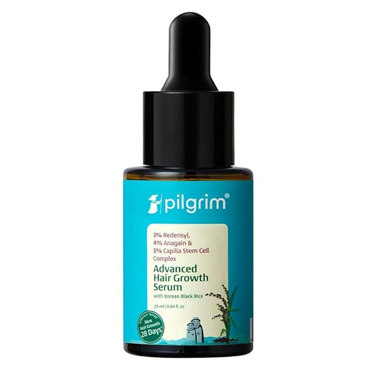 Pilgrim Hair Growth Serum for Thinning Hair | 3% Redensyl, 4% Anagain & 5% Capilia Stem Cell | Strengthens, Nourishes & Revitalizes Hair | Korean Black Rice | 0.85 Fl Oz (25ml)