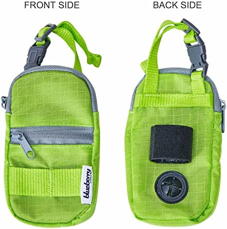 Blueberry Style Neon Green Dog Waste Bag Dispenser, Dog Poop Bag Holder Leash Attachment, Includes 1 Roll of Free Poop Bags