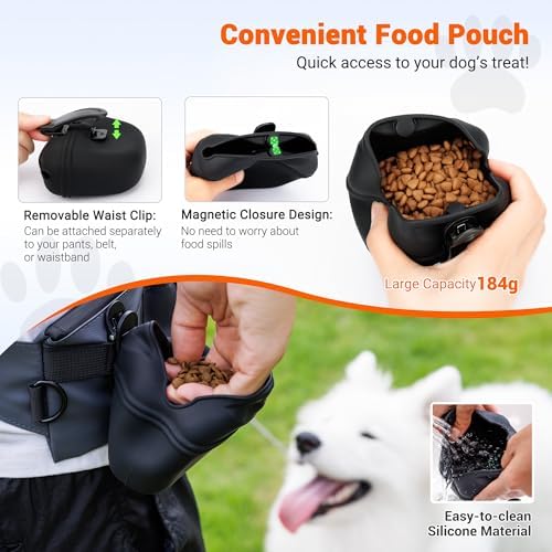 Dog Treat Pouch w a Small Removable Washable Clip on Silicone Dog Treat Bag