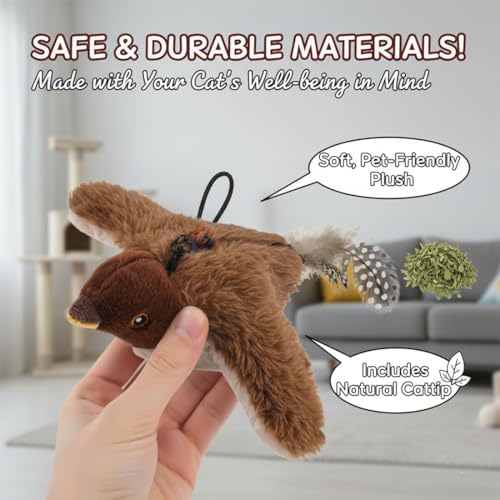 Interactive Chirping Bird Cat Toy, 2026 New Flying Bird Cat Toy, Simulated Chirping Flapping Birds Cats Toys, Interactive Pet Toys for Bored Indoor Adult Cats (#A)
