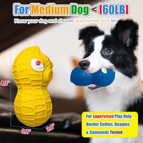 HOLYSTEED Latex Squeaky Dog Toys for Medium Dogs, 3pcs Peanut Squeak Balls