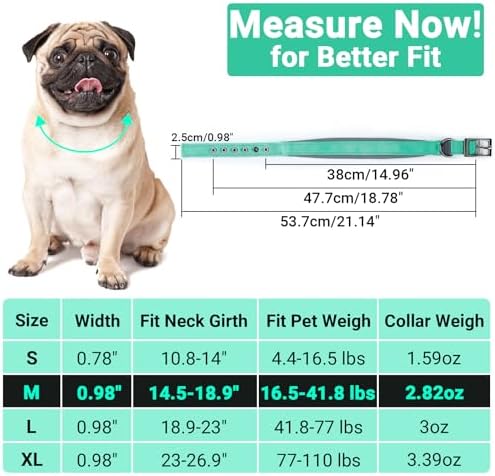 Segarty Reflective Boy Dog Collar for Dogs Neck 14.5-18.9in, Adjustable Wide Soft Comfortable Breathable Neoprene Padded Nylon Collar with Heavy Duty Metal Buckle for Medium Small Breeds (M, Green)