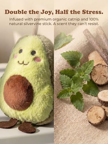 Cat Plush Toy [6000mg A+ Natural Catnip & Silvervine] with Teething Stick