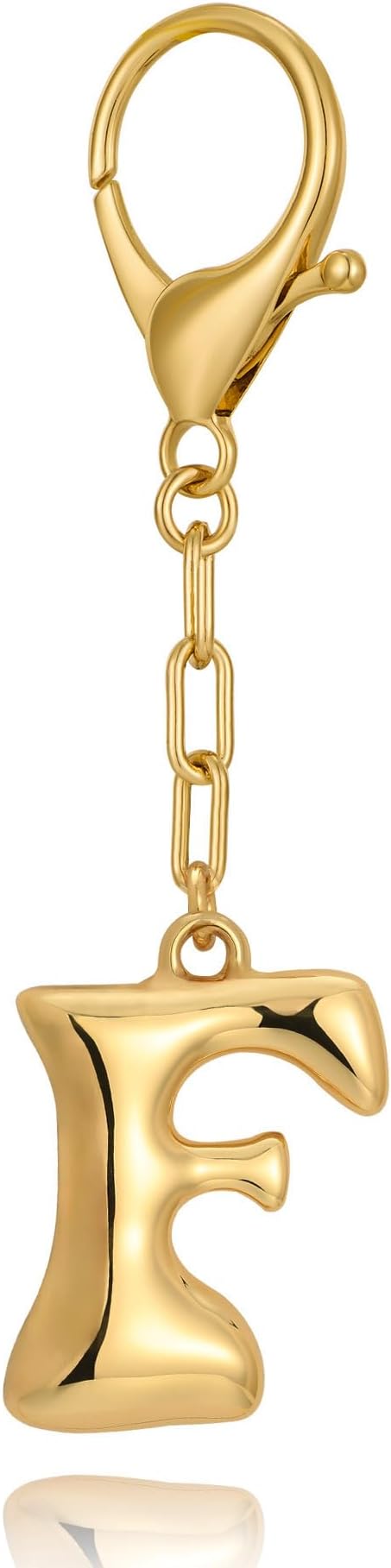 WOWORAMA Initial Letter Keychain for Women Chunky Gold Bubble Letter Bag Charm Purse Charm Personalized Keyrings Accessories