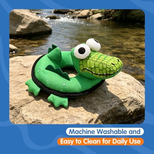 Floating Dog Squeaky Water Pool Toys Water Fetch Toys for Small Medium Dogs, Quick-Dry Waterproof, Machine Washable, Lake & Beach Interactive Summer Dog Toy Crocodile