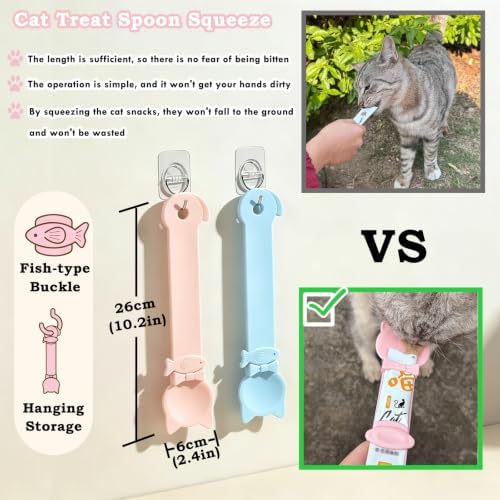 6PCS Set Cat Treat Spoon Squeeze,Can Lids, Opener Spatula and Spoon