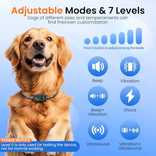 Bark Collar, Beep, Vibration, Static Modes