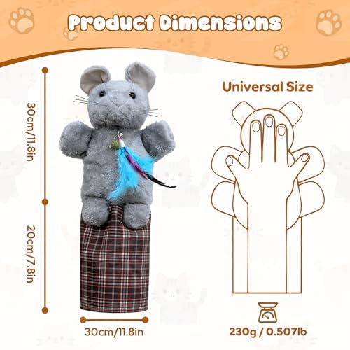 Homrich Interactive Cat Hand Puppet with Catnip & Feathers, Tough Padding