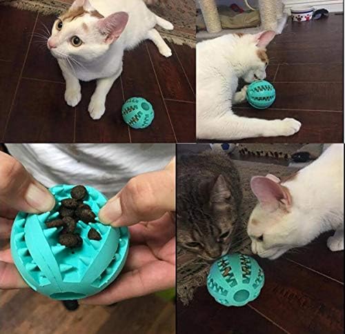 Sunglow 2 Pack Teething Toys Ball for Small/Medium/Large Dogs and Puppies, Nontoxic, Cat, Bite Resistant, Food Treat Feeder, Chew Tooth Cleaning Exercise Game, IQ Training